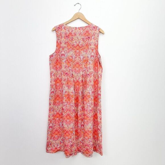 J. Jill Love Linen Women’s All Over Paisley Printed Sleeveless Midi Orange Pink - Picture 3 of 8